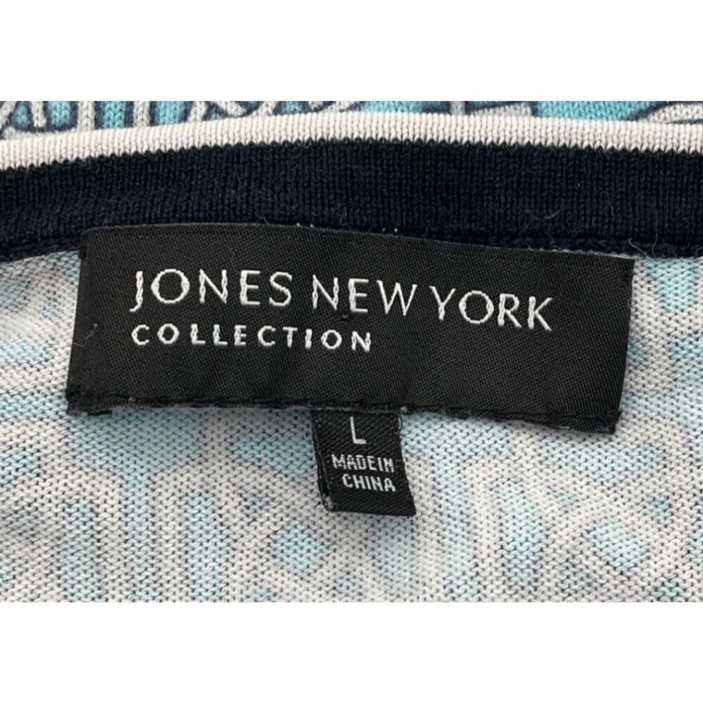 Jones New York Collection 3/4 Sleeve Geometric Print Cardigan Sweater Size L - Picture 6 of 8